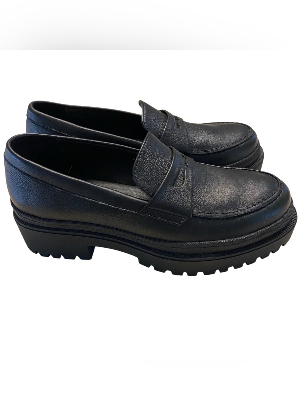 Patina Loafers Womens Size 7.5 Zoe Portland Leather Chunky Platform Lug Shoes
E